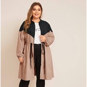 SHEIN Plus Size Drawstring Bomber Jacket